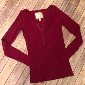 {American Eagle} Fuchsia Long-Sleeve Henley